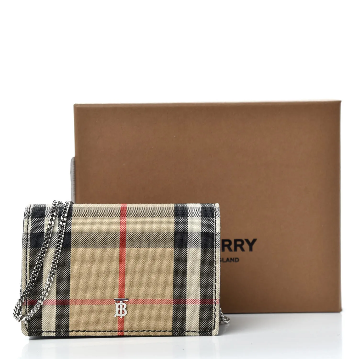 BURBERRY VINTAGE CHECK JESSIE TB WALLET ON CHAIN