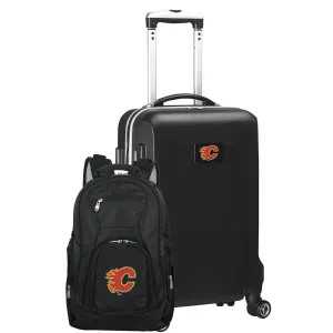 Calgary Flames Deluxe 2-Piece Backpack and Carry-on Set in Black