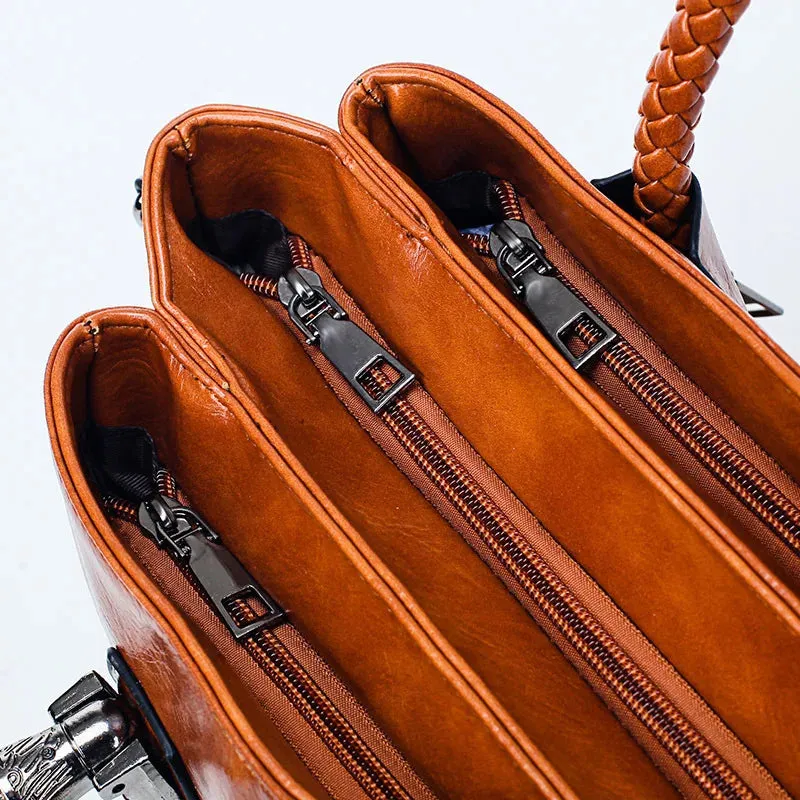 Mirabelle | Elegant Leather Handbag with Braided Handle
