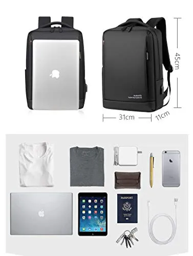 Slim Laptop Backpack Business Travel Durable Laptops Backpack with USB Charging Port College School Computer Bag for Women & Men Fits 15.6 Inch Laptop and Notebook Blue