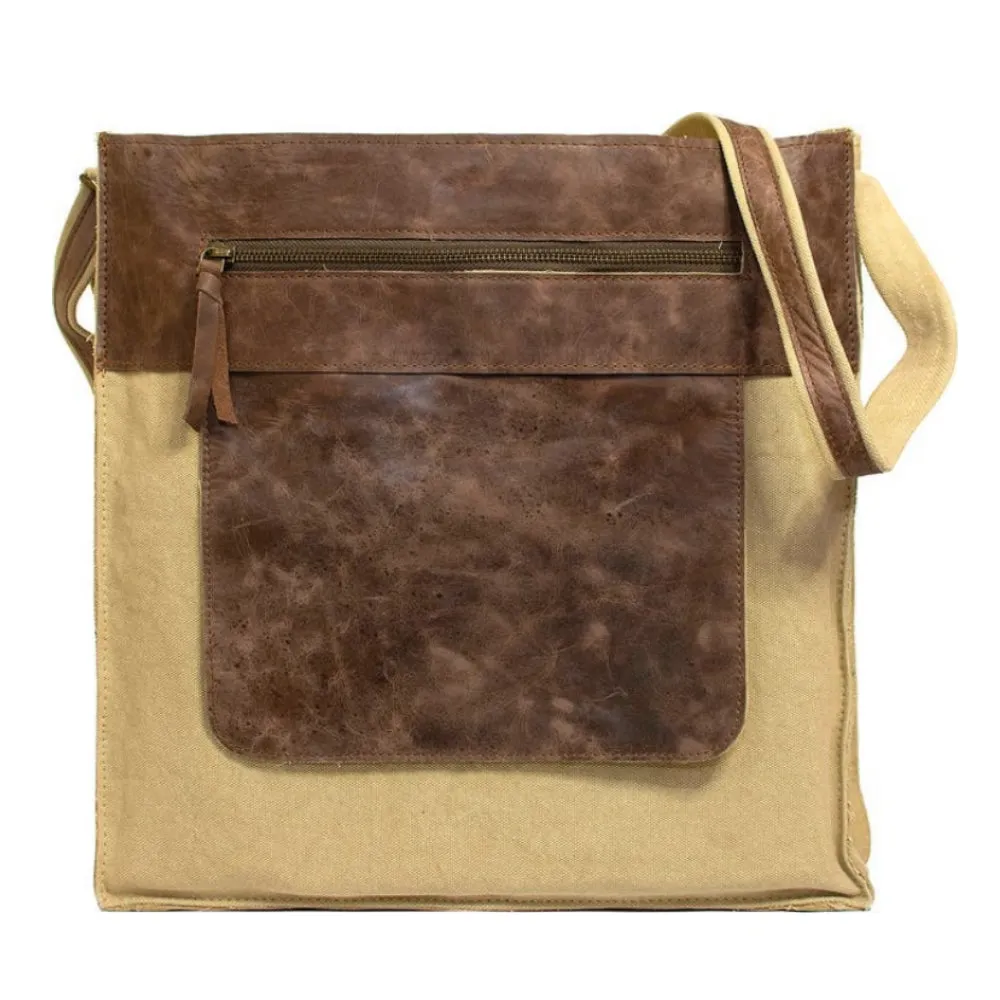 VINTAGE ADDICTION Large Canvas/Leather Tote Bag