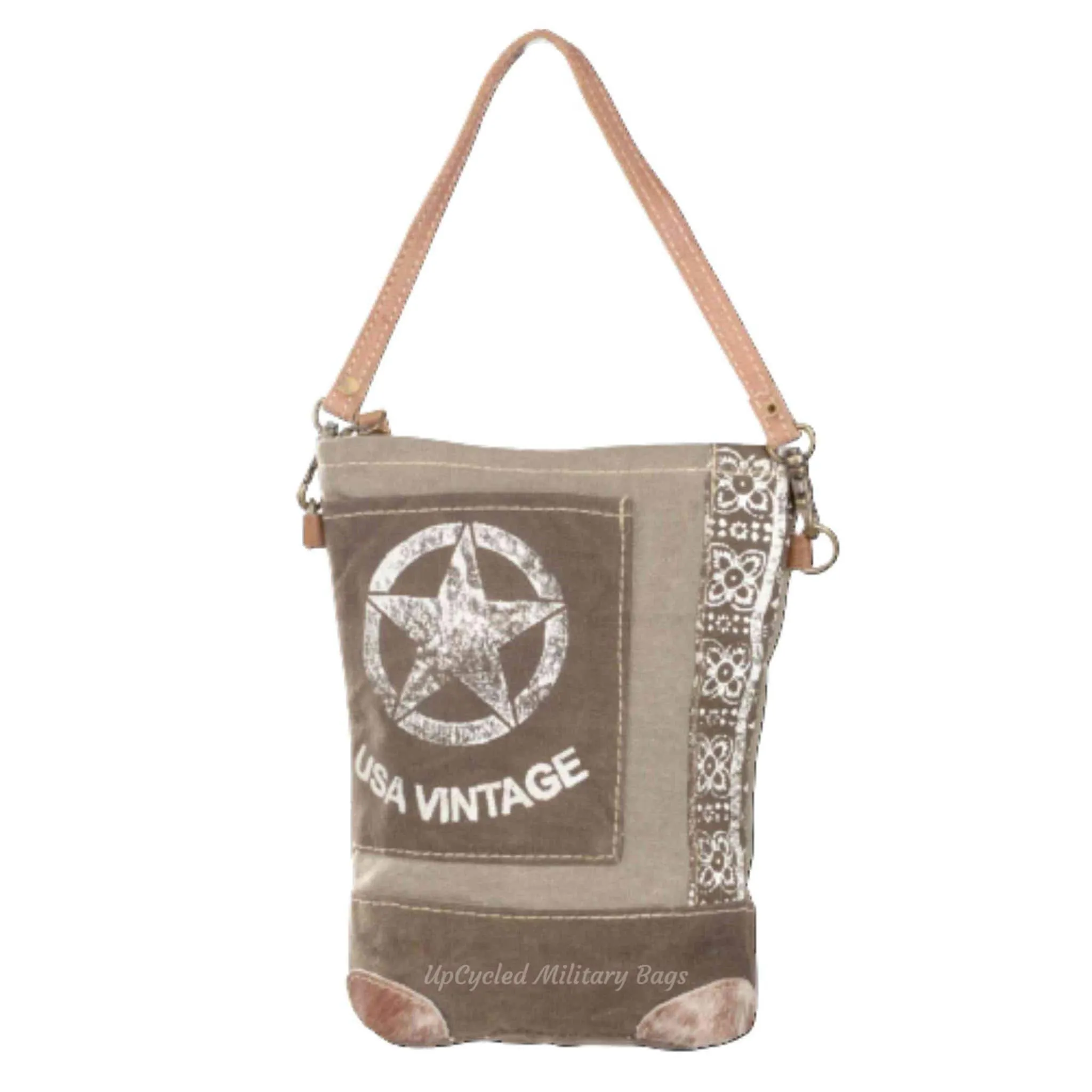 Vintage USA Sustainable Canvas & Hair on Hide Western Purse